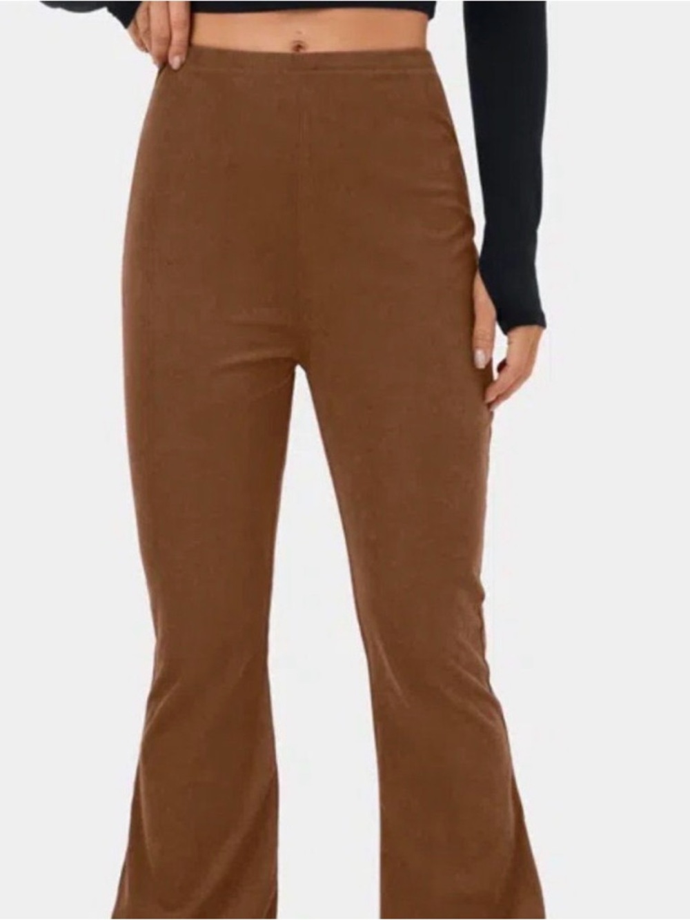 HALARA Brown High-Waist Flare Pants